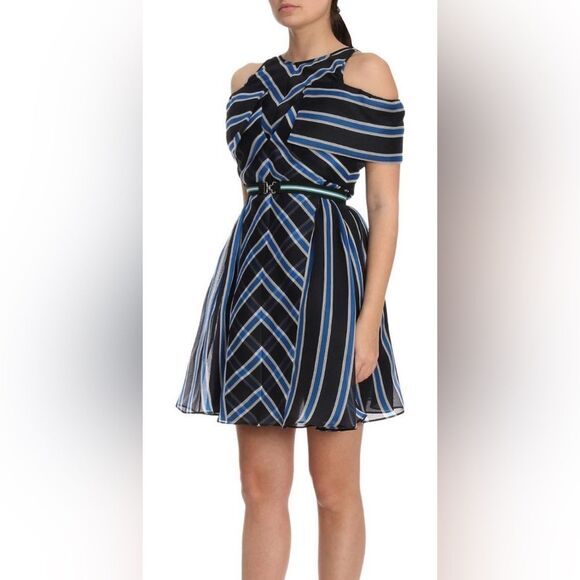Fendi Elegant Striped Cold Shoulder mini Dress, US4 - Picture 1 of 11